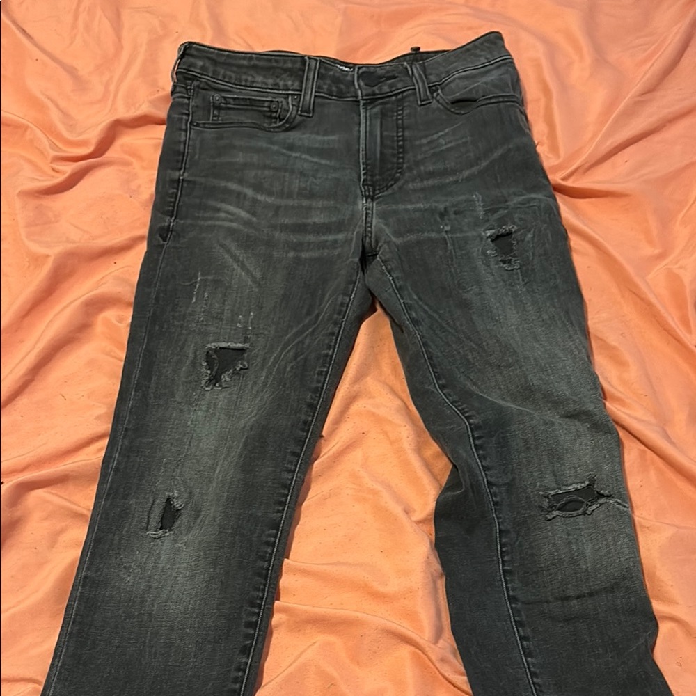Express Black Skinny Jeans with Distressed Detailing